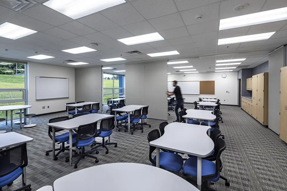 classroom, folding partition, accordion door, folding wall