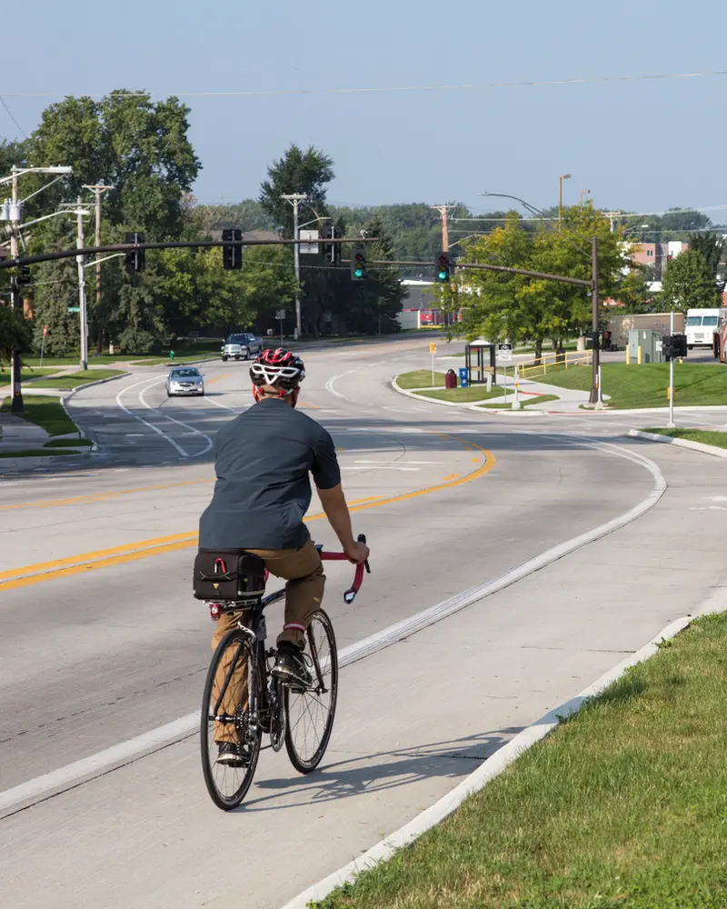 Person riding a in the bicycle lane
